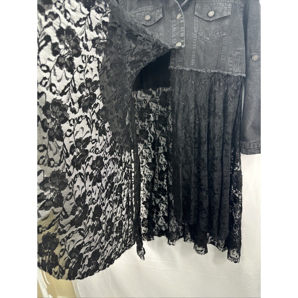 Origami Jacket Duster Lace Hi Low Mixed Media Boho Grunge Festival Style Sz S/M - Picture 8 of 11